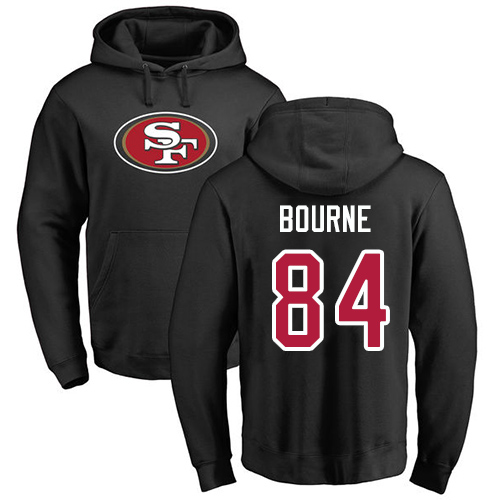 Men San Francisco 49ers Black Kendrick Bourne Name and Number Logo 84 Pullover NFL Hoodie Sweatshirts